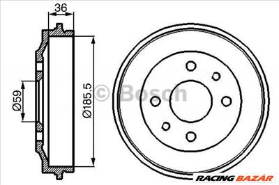 BOSCH 0986477055 Fékdob - FIAT, LANCIA, SEAT, AUTOBIANCHI, INNOCENTI