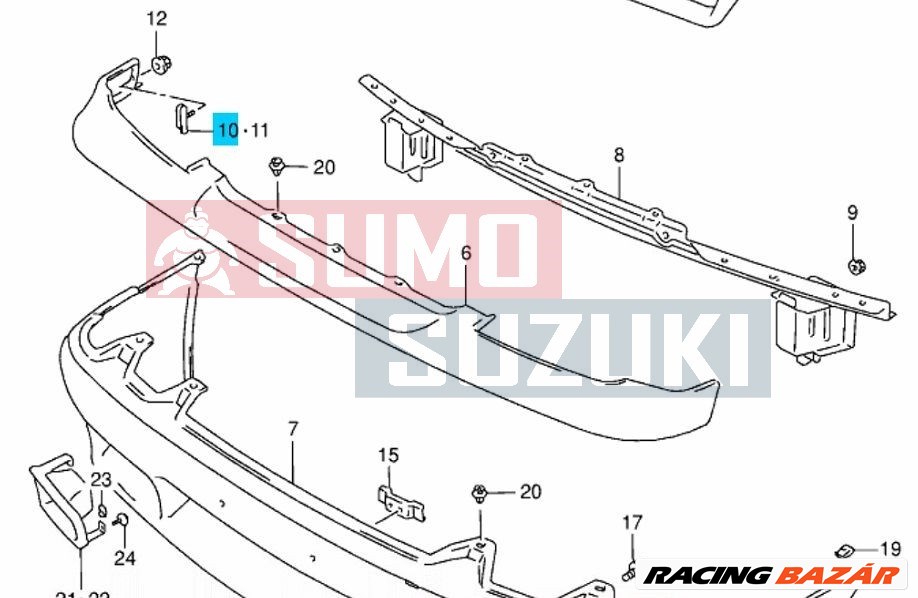 Suzuki Swift 1990-2003 első lökhárító jobb oldalsó rögzítő tartó 71731-60B00 2. kép