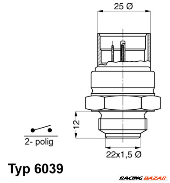 WAHLER 603995d Hűtőventillátor kapcsoló - VOLKSWAGEN, AUDI, SEAT 1. kép