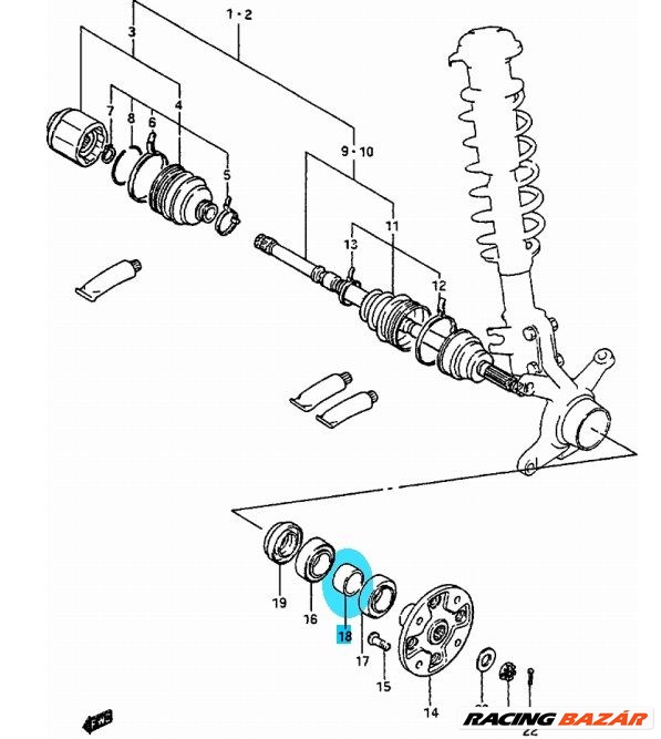 Maruti első kerékcsapágy távtartó 09180-35005 3. kép