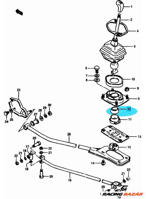 Maruti sebességváltó váltó kar fészek, felső 28117-78100 2. kép