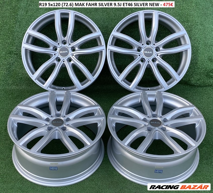 R19 5x120 (72.6) MAK FAHR SILVER 9.5J ET46 SILVER NEW / új bmw alufelni szett 1. kép