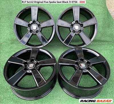 R17 5x112 Original Five Spoke Seat Black 7J ET54 / 7x17 gyári, eredeti alufelni szett