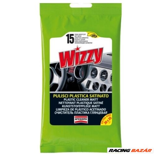 Wizzy műszerfalápoló nedves törlőkendő - Matt hatású (15 db) Wizzy Plastic Cleaner 1. kép