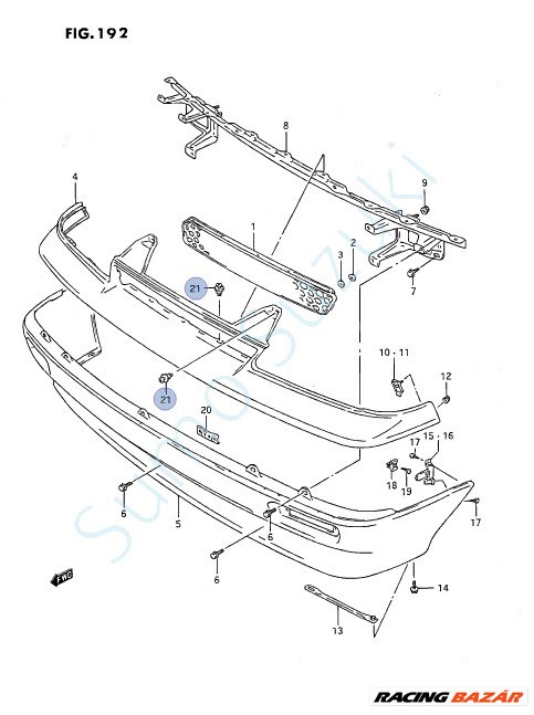 Suzuki patent, első-hátsó lökhárító Swift 1992-2004-ig 09409-07325-5PK 2. kép
