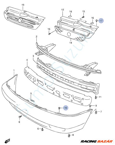 Suzuki patent, első-hátsó lökhárító Swift 1992-2004-ig 09409-07325-5PK 6. kép