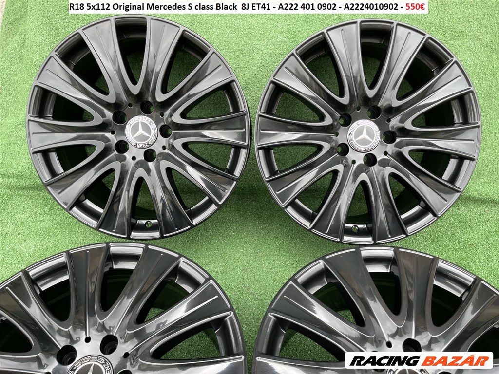 R18 5x112 Original Mercedes S class Black  8J ET41 - A222 401 0902 - A2224010902 / 8x18 gyári felni 1. kép