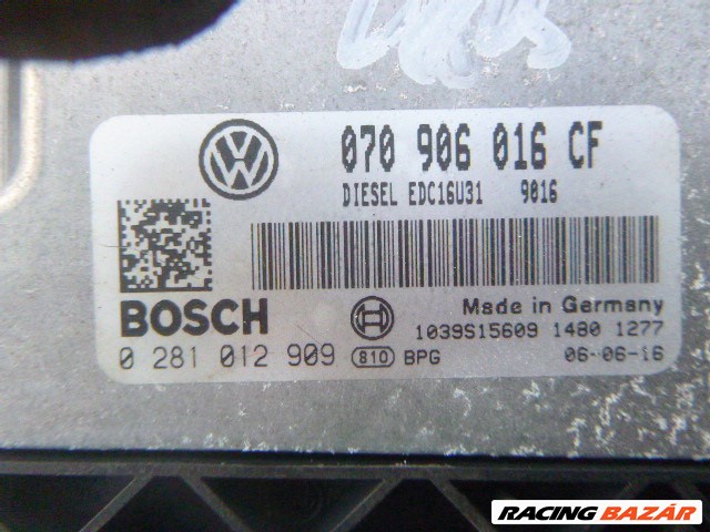 Volkswagen Transporter T5 2006 2,5 PDTDI BNZ motorvezérlő BOSCH 070 906 016 CF, 0281012909 1. kép