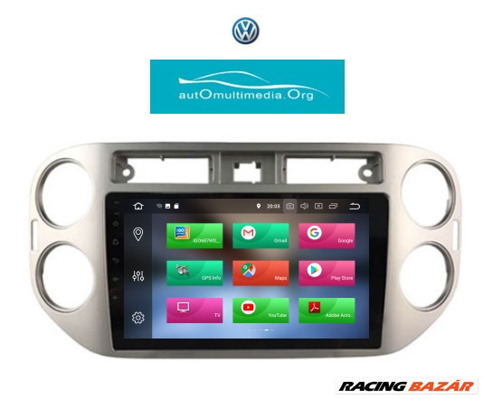 Volkswagen Tiguan, Golf Plus, Android 10 Multimédia, Rádió, GPS, Bluetooth, Wifi, Tolatókamerával! 4. kép