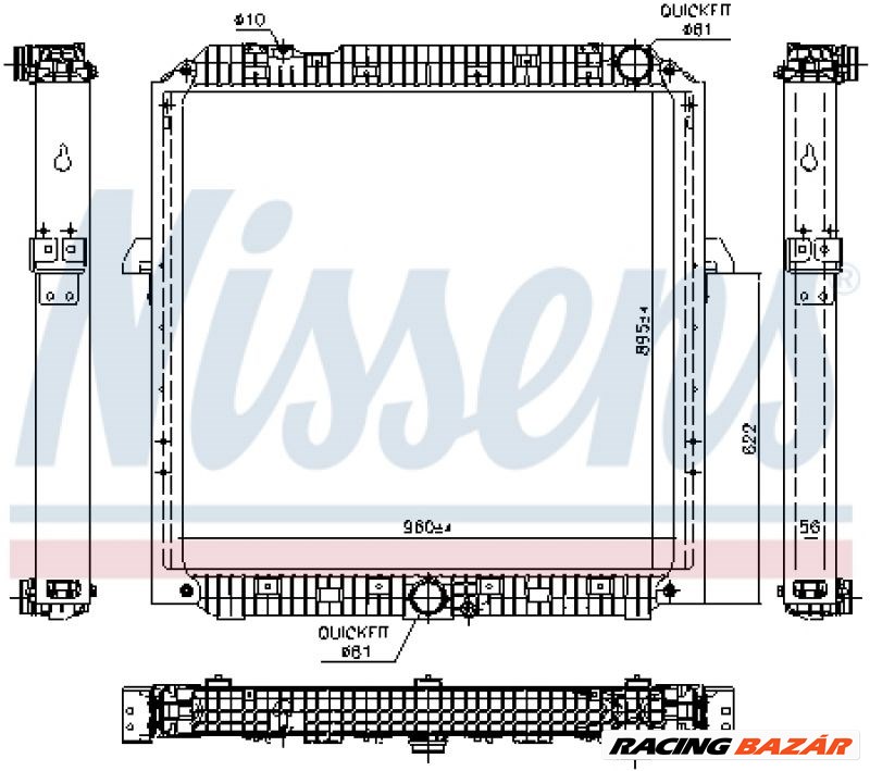 NISSENS 67191 Motorvízhűtő - MITSUBISHI, CHEVROLET, VAUXHALL, ALFA ROMEO, FIAT, FORD, RENAULT 1. kép