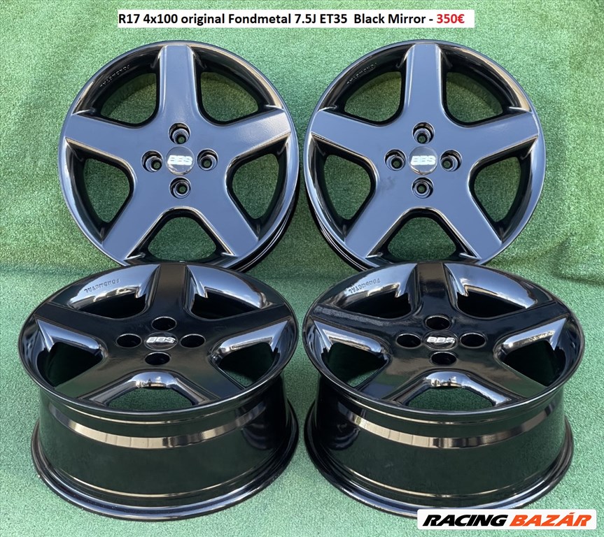 R17 4x100 original Fondmetal 7.5J ET35  Black Mirror / 7.5x17 felni, alufelni szett 1. kép