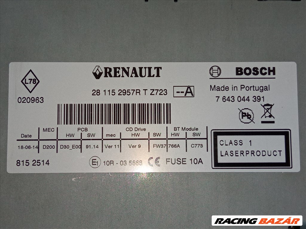 Renault Master III, Trafic II Rádió 7643044391 281152957R 2. kép