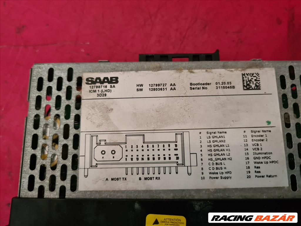 Saab 9-3 gyári cd-rádió fejegység 12799716 2. kép