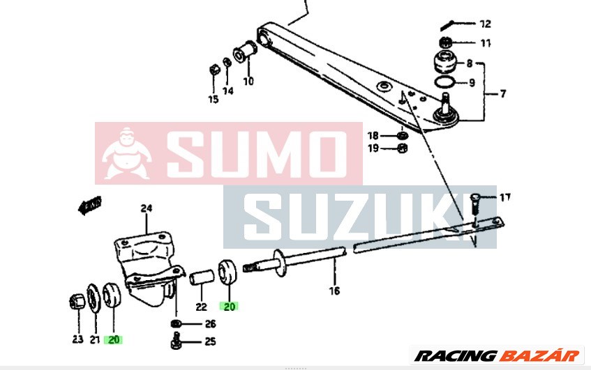 Suzuki Carry 1,0 szilent a feszítő rúdon 45341-85010-E 1. kép