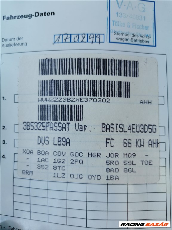 Volkswagen Passat B5 Variant 1.9 TDI 1.9Tdi motor AHH 819555 kóddal, 263.116km-el eladó vwpassatb5 11. kép