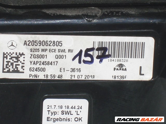 Mercedes C-Classe W205 Facelift Bal hátsó Led lámpa Kombi A2059062805 2018-tól 5. kép