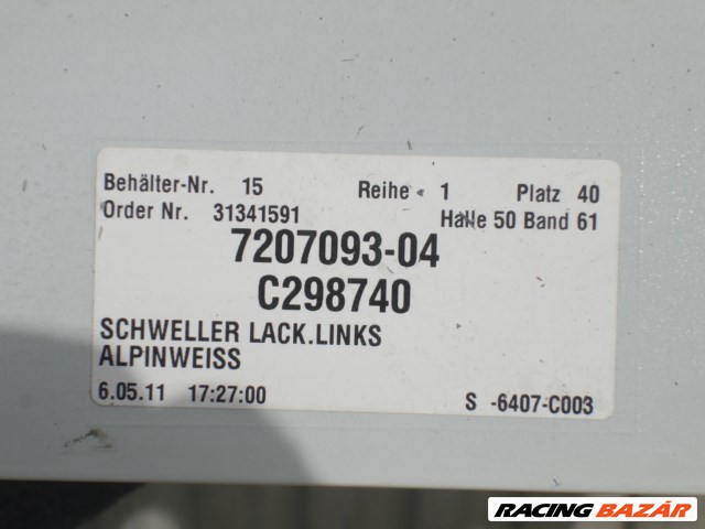 BMW 5-ös F10 F11 5 bal küszöb Spoiler A300 Alpinweis 2010-től Karcmentes  5. kép
