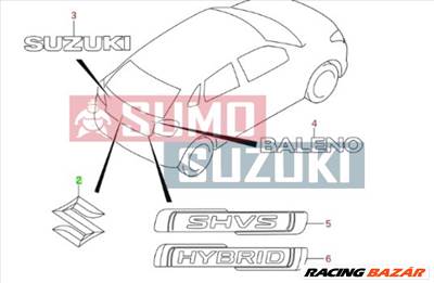Suzuki Baleno hátsó embléma "S" (GYÁRI 77811M63J00-0PG