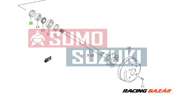 Suzuki Ignis, WR+ hátsó féltengely szimering persely 4WD (GYÁRI) 43588-72000 1. kép
