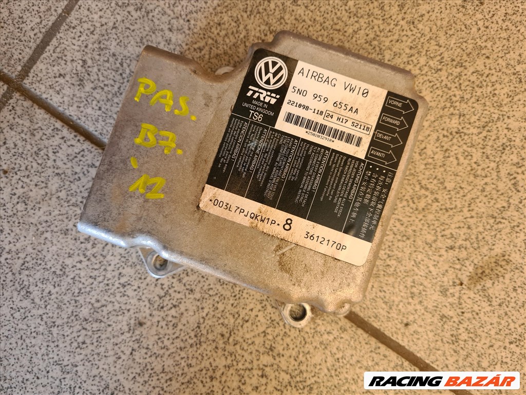VW PASSAT B7 2.0 CRTDI Légzsákvezérlő 5N0959655AA 1. kép