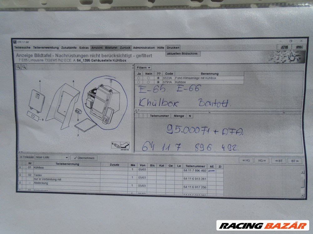 BMW Hűtés box  / 7-es sorozat,  E65 , E66  5. kép