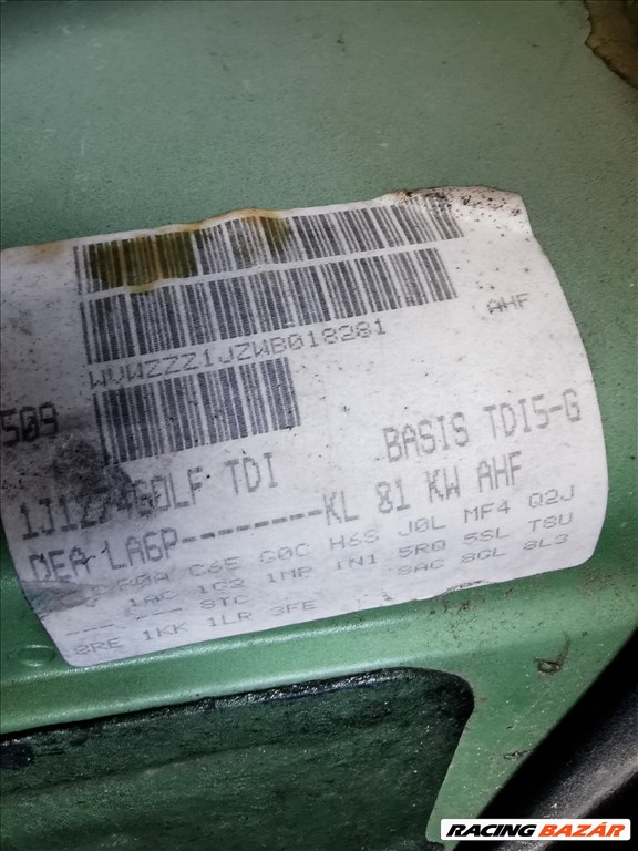 Volkswagen Golf IV 1.9 TDI 5 seb kézi váltó DEA kóddal, 245046 km-el eladó deagolf4 vwgolf19tdi 2. kép