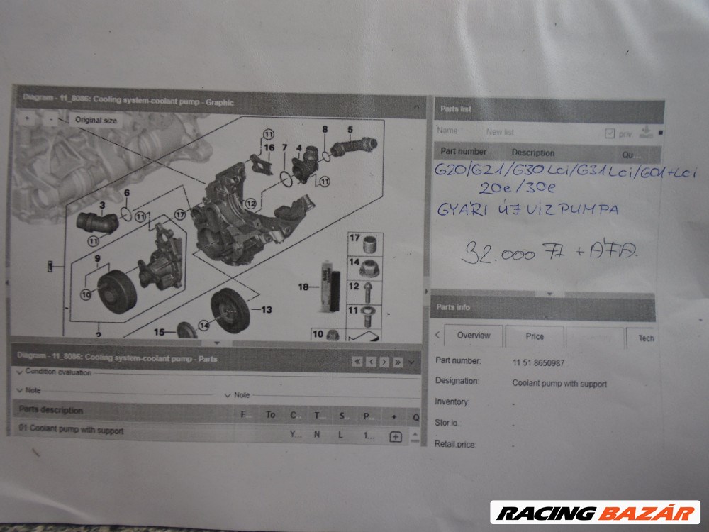 Gyári, új BMW vízpumpa - 3-as (G20/G21), 5-ös (G30 LCI/G31 LCI); X3-as (G01+LCI) 20e/30e 6. kép