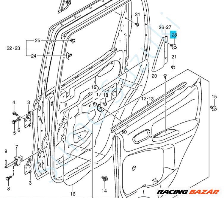 Suzuki ajtó kárpit patent szürke 09409-06314-P4Z-SE 3. kép