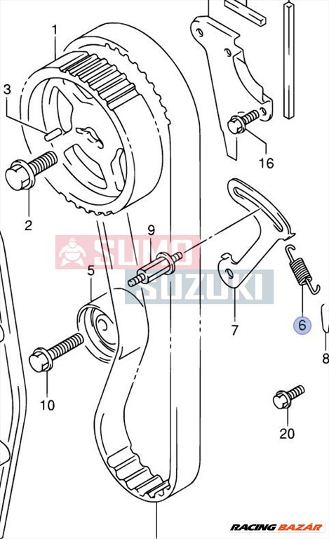 Suzuki Jimny vezérműszíj állító rugó 12821-71C01 1. kép