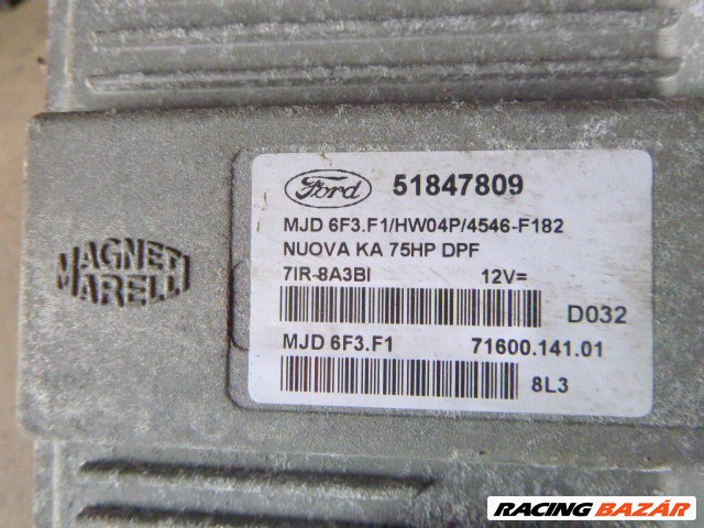 Ford Ka Mk2 2010 1,3 JTD (169A1000) KLÍMÁS motorvezérlő SZETT MAGNETI MARELLI 51847809 10. kép