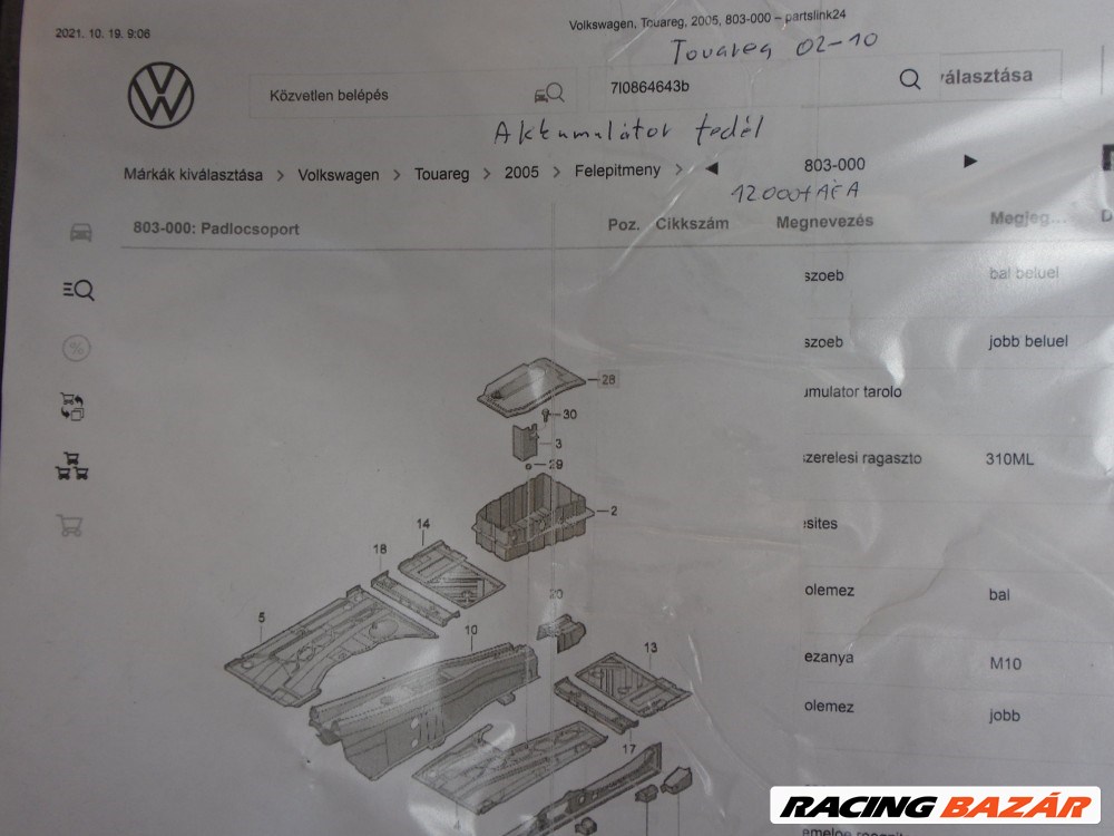 Volkswagen - Touraeg 02-10 - Akkumulátor fedél 3. kép
