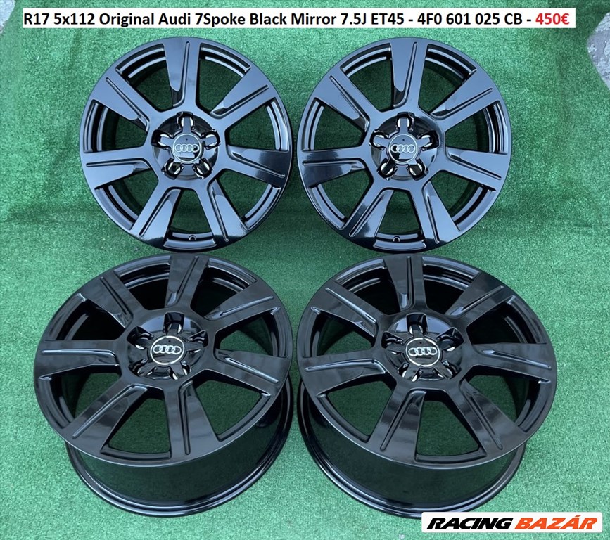 R17 5x112 Original Audi 7Spoke Black Mirror 7.5J ET45 - 4F0 601 025 CB / 7.5x17 gyári felnik 1. kép