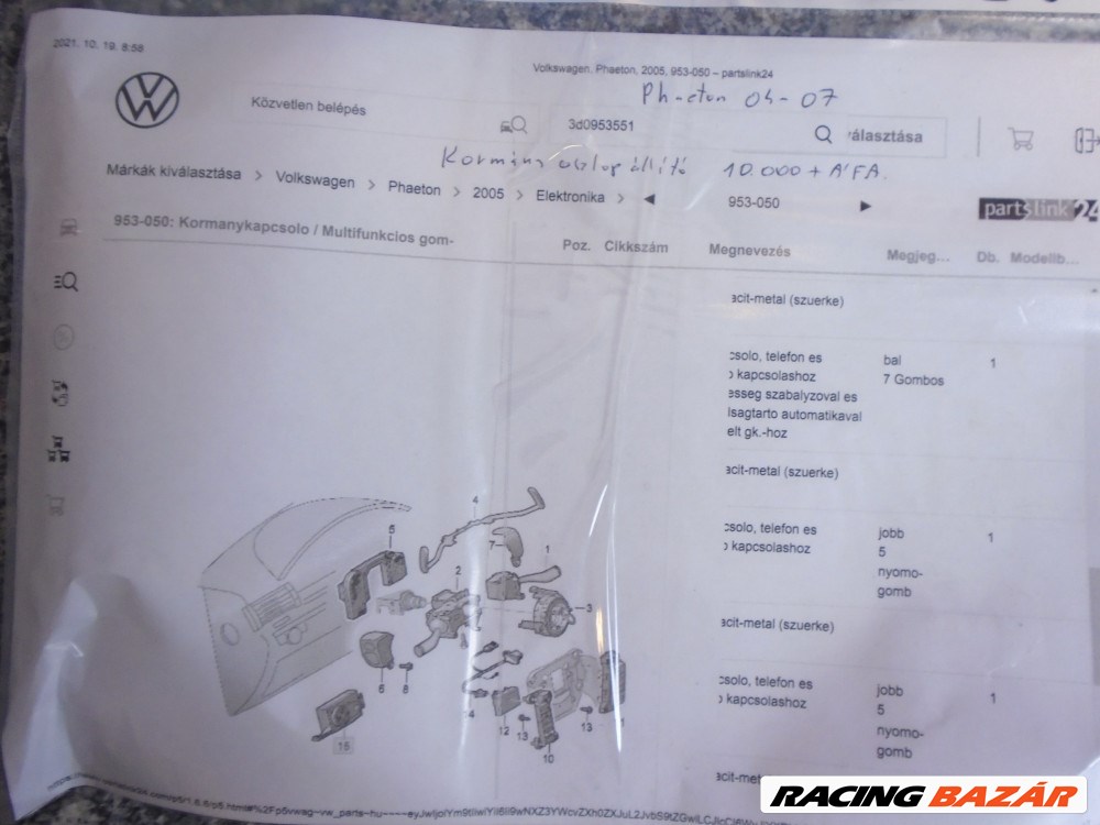 Volkswagen  Phaeton  - Kormányoszlop állító (2004-2007) 4. kép