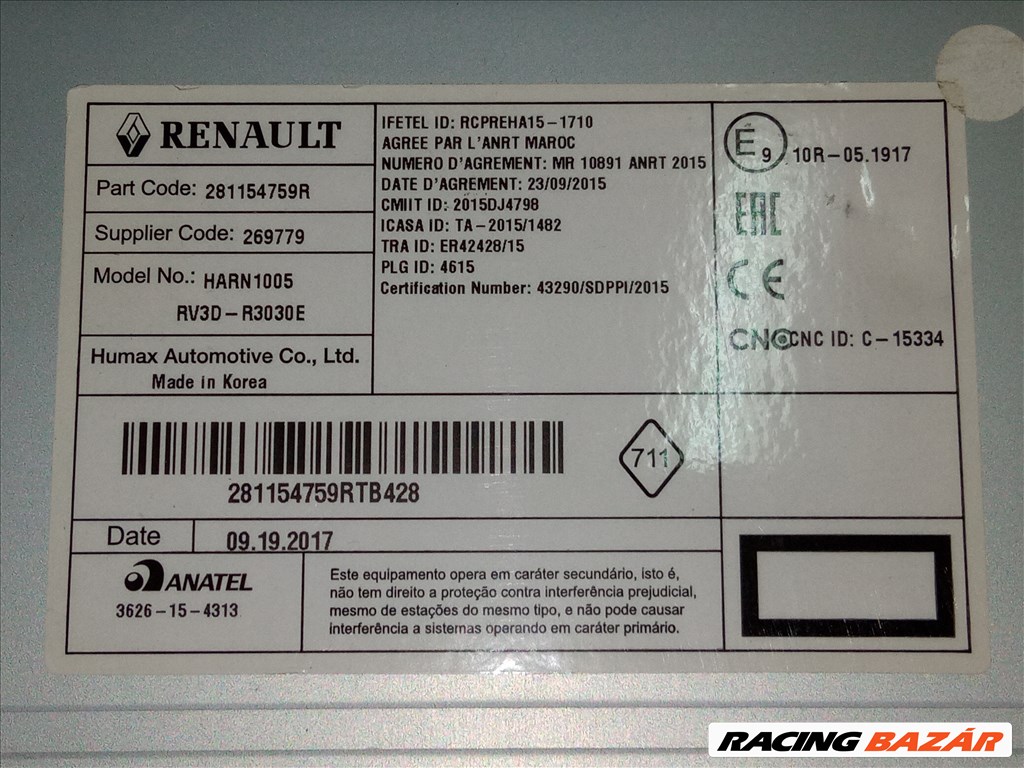 Dacia Rádió 281154759R RV3DR3030E 2. kép