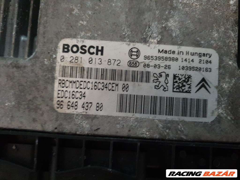 Peugeot Citroen 1.6 HDI Bosch motorvezérlő  0281013872 2. kép