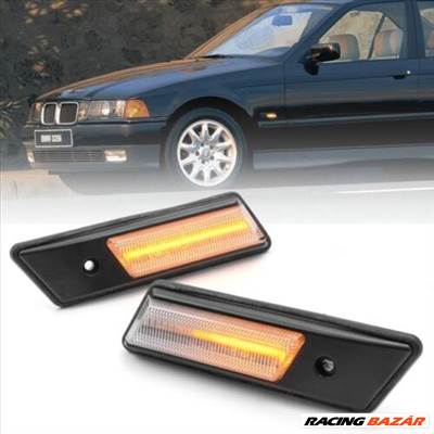 BMW E34 1988-1994 E36 1990-1995 facelift előtti átlátszó burás futófényes SMD LED oldalindex szett