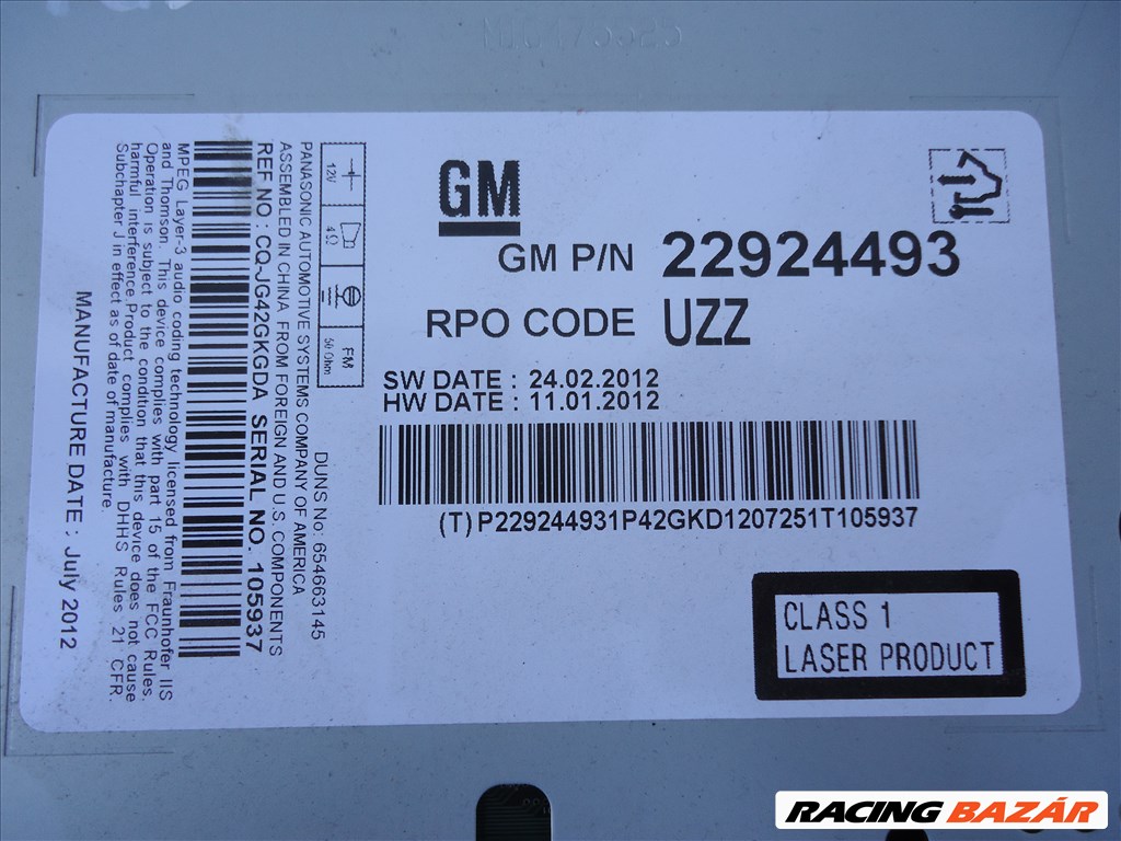 Chevrolet Orlando Opel Insignia rádió navigáció  22924493 2. kép