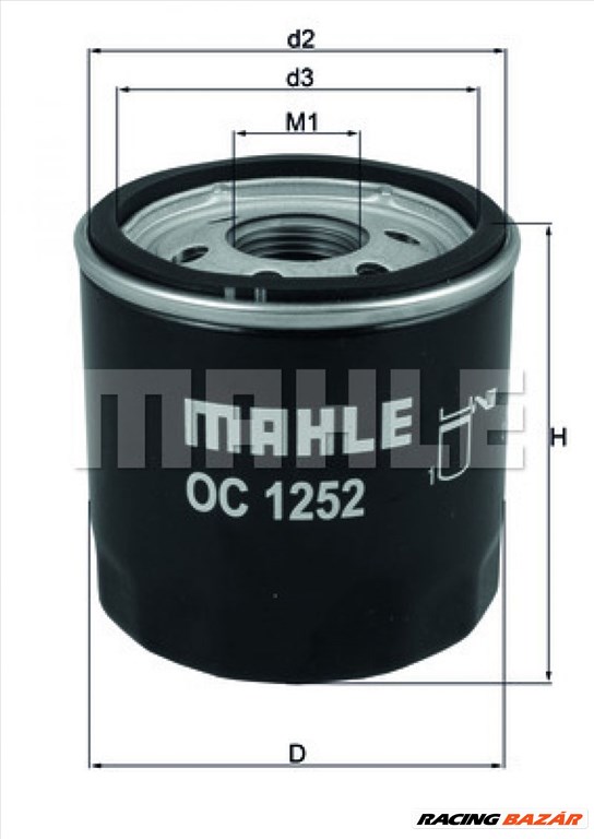 MAHLE ORIGINAL oc1252 Olajszűrő - PEUGEOT, CITROEN, LAND ROVER, FORD 1. kép