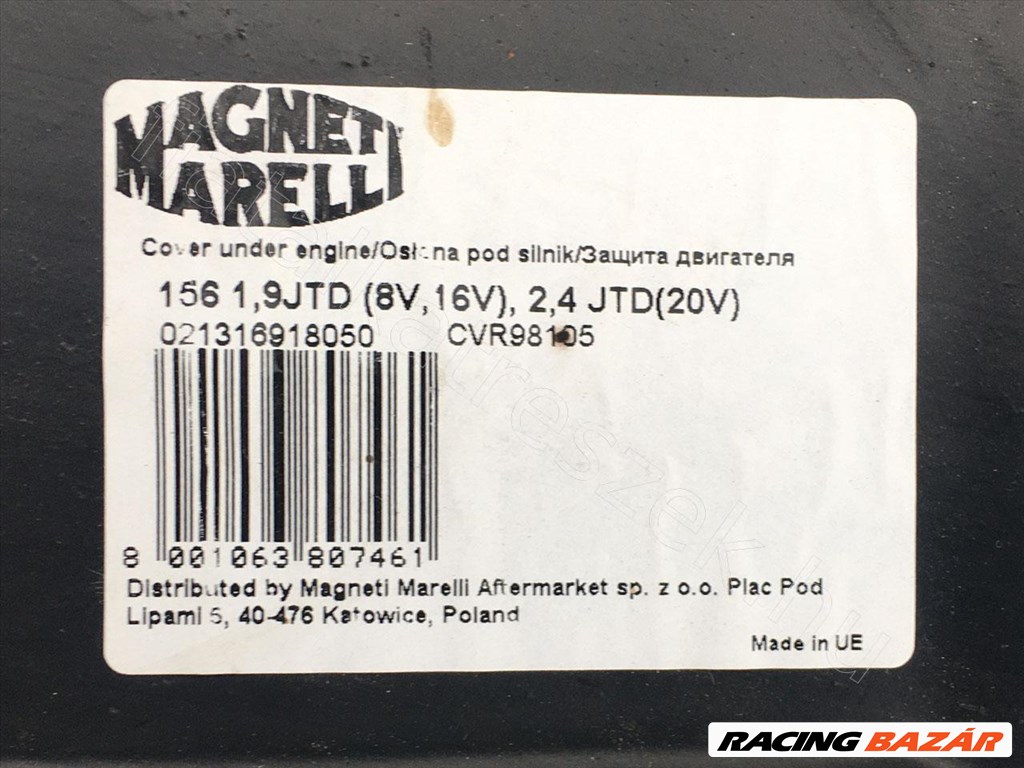 Alsó motorvédő ALFA ROMEO 156 - MAGNETI MARELLI 3. kép