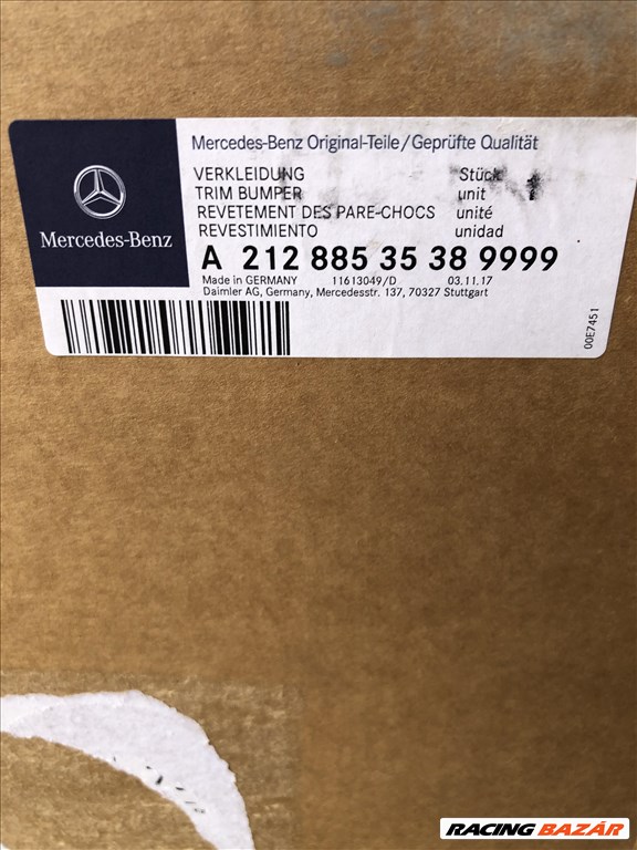 Mercedes E-osztály W212 hátsó lökhárító AMG a2128853538 2. kép