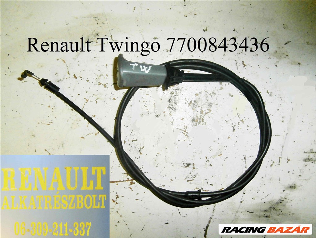 Renault Twingo 7700843436 géptető, motorháztető nyitóbowden  1. kép