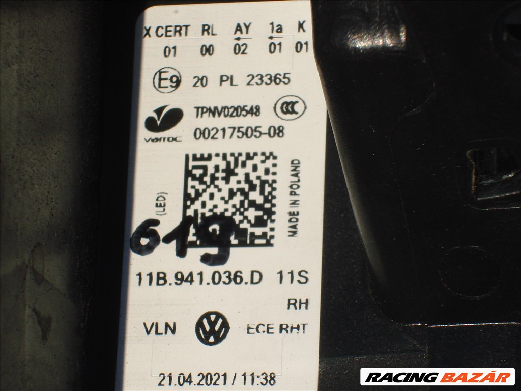 VW ID 4 Jobb első Full LED IQ Light Fényszóró 11B941036D 2020-tól 5. kép