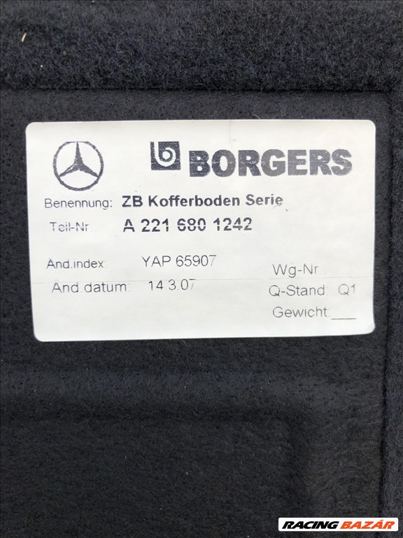 Mercedes S-osztály W221, W216 Csomagtér kárpitok a2216902841 a2216902741 6. kép