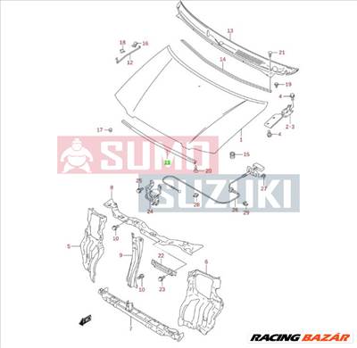 Suzuki Alto motorháztető tömítés 72019M76G01