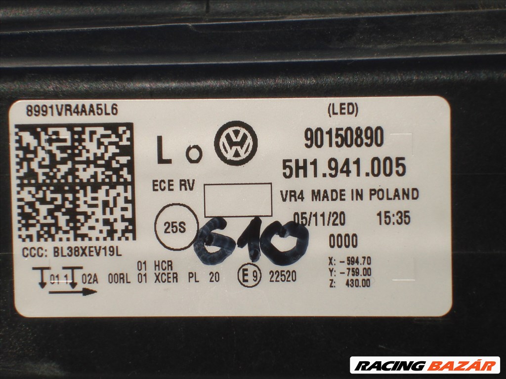 VW  Golf VIII Bal első LED Fényszóró 5H1941005 2020-tól 5. kép