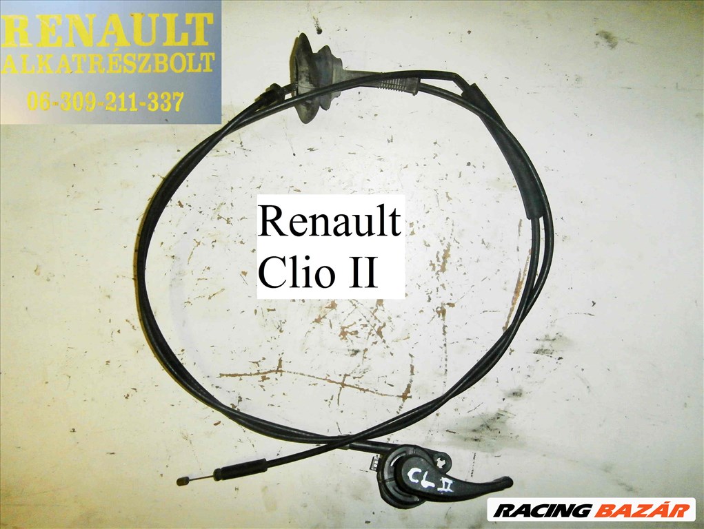 Renault Clio II géptető motorháztető nyitóbowden  1. kép