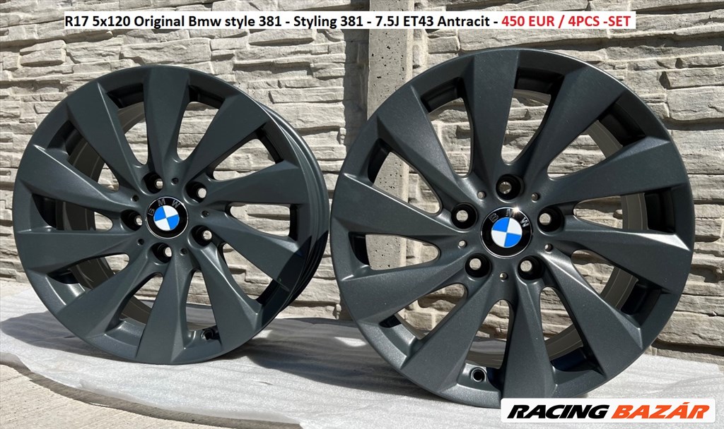 R17 5x120 Original Bmw style 381 - Styling 381 - 7.5J ET43 Antracit / 7.5x17 eredeti gyári alufelni 1. kép