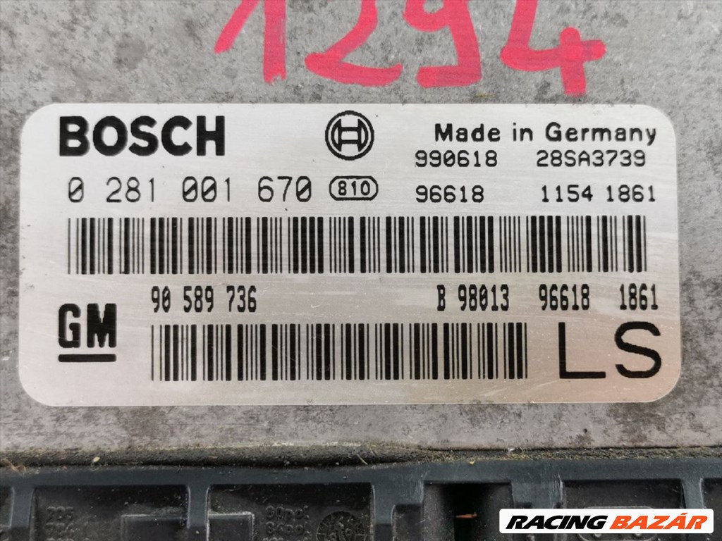 OPEL ASTRA G Ferdehátú (F48_, F08_) 1.7 TD motorvezérlő #1294 0281001670 90589736 1. kép