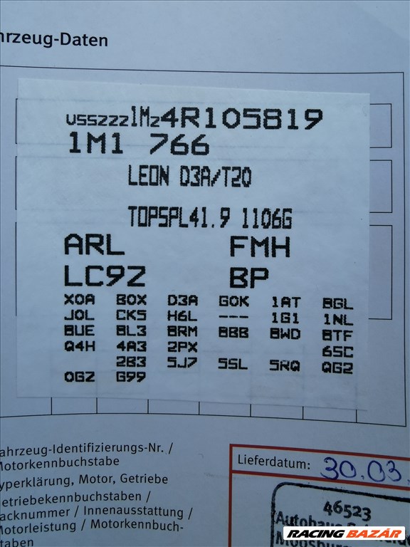 Seat León I 1.9 TDI 6 seb, kézi váltó FMH kóddal,256.235km-el eladó fmh19tdi6g leon19tditopsport 12. kép