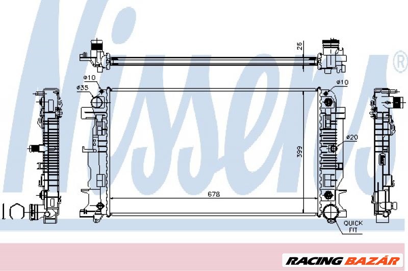 NISSENS 67157A Motorvízhűtő - MERCEDES-BENZ, CITROEN, VOLKSWAGEN 1. kép